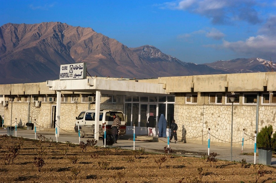 The exterior of CURE International Hospital in Kabul, Afghanistan